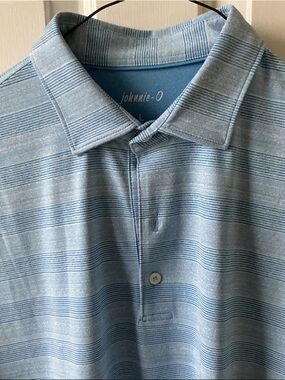 johnnie-O Men's Blue Striped Polo large
